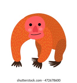 Uakari animal cartoon character isolated on white background.