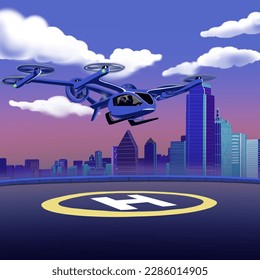 UAM- Urban Air Mobility vector illustration