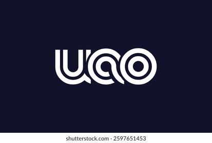 UAO Creative Unique Modern Letter Logo Design. Stylized logo featuring a unique letter design, presenting abstract minimalist aesthetics and modern appeal.