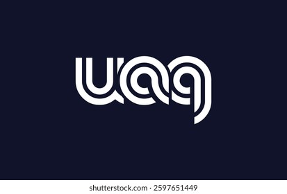 UAQ Creative Unique Modern Letter Logo Design. Stylized logo featuring a unique letter design, presenting abstract minimalist aesthetics and modern appeal.