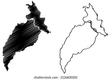 Uarini municipality (Amazonas state, Municipalities of Brazil, Federative Republic of Brazil) map vector illustration, scribble sketch Uarini map