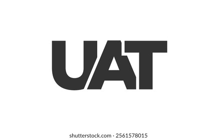 UAT logo design template with strong and modern bold text. Initial based vector logotype featuring simple and minimal typography. Trendy company identity ideal for businesses brand presence.