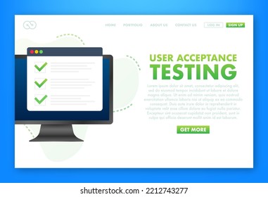 UAT - User Acceptance Testing. Software testing concept. Development quality. Vector stock illustration.