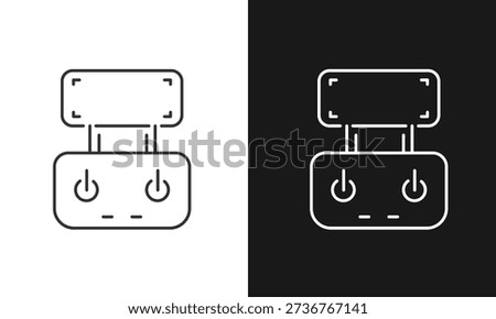 UAV Drone Remote Control Station Line Icon, Wireless Quadcopter Transmitter with Mobile Screen Interface Vector Illustration, Modern Pilot Joystick and Flight Controller Technology Design.