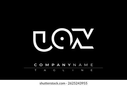 Design de letra abstrata UAX. Design de logotipo comercial moderno com tipografia abstrata e estilo contemporâneo