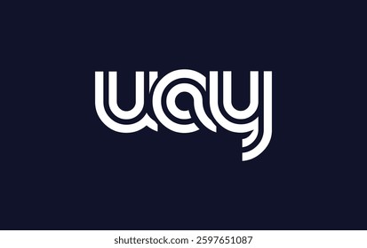UAY Creative Unique Modern Letter Logo Design. Stylized logo featuring a unique letter design, presenting abstract minimalist aesthetics and modern appeal.