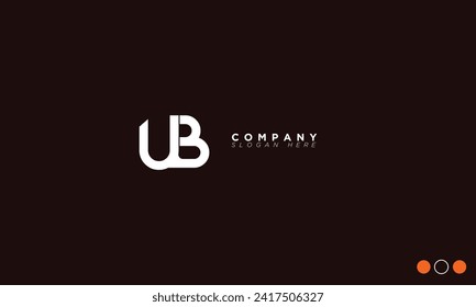  Letras de alfabeto UB Iniciales logotipo de monograma BU, U y B