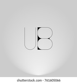 UB Black thin minimalist LOGO Design with Highlight on Gray background.
