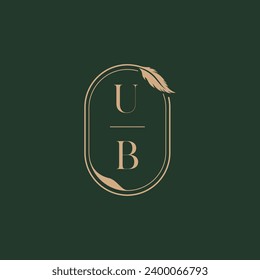 UB concepto de plumas nupcias monograma diseño del logo como inspiración