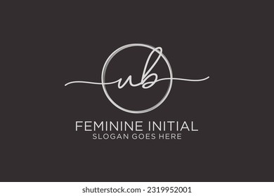 UB handwriting logo with circle template vector logo of initial signature, wedding, fashion, floral and botanical with creative template.
