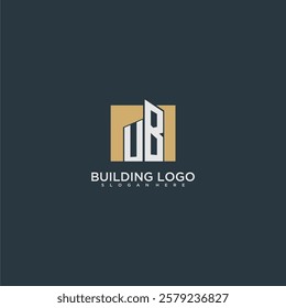 UB initial letter building logo for real estate with square design