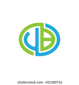 UB initial letters looping linked ellipse logo blue green