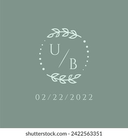 UB initial modern monogram wedding with creative circle line