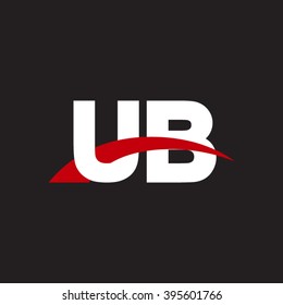 UB initial overlapping swoosh letter logo white red black background