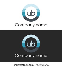 UB letter circle shape icon logo white blue