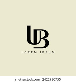 Diseño de logotipo de letras UB. polígono UB, círculo, triángulo, hexágono, estilo plano y sencillo con el logotipo de la letra de variación en color blanco fijado en un tablero. Logo minimalista y clásico de UB. UB
