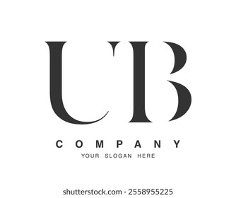 UB logo design. Initial letter u and b serif font style. Creative classic company name typography. Trendy logotype or identity. Vector illustration.