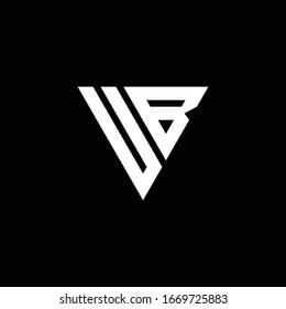 UB Logo letter monogram with triangle shape design template isolated on black background