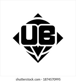 Monograma del logotipo UB con forma de círculo y rotación cuadrada de la plantilla de diseño redondeado sobre fondo blanco