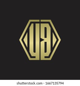 UB Logo monogram with hexagon line rounded design template with gold colors