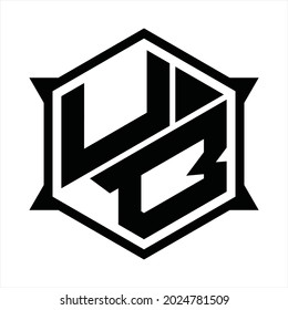 UB Logo monogram with hexagon and sharp shape design template
