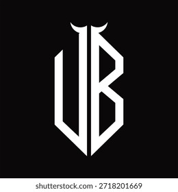 UB Logo monogram with horn shape isolated black and white design template on black background