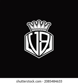 UB Logo monogram with luxury emblem shape and crown design template on black background