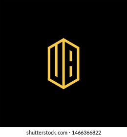 UB Logo Monogram with Negative Space with Gold colors - Modern Template EPS 10
