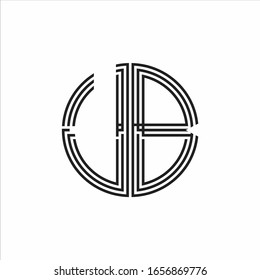 UB Logo monogram triple ribbon style line design template isolated on white background