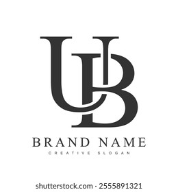 UB trendy logotype template. Initial letter u and b classic font style. Creative logo for company name or identity. Vector illustration.