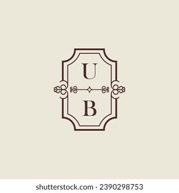 UB Vintage Hochzeitslogo in hochwertigem professionellem Design, das gut in allen Printmedien drucken wird