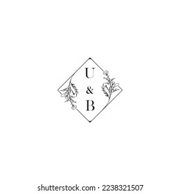 Letras iniciales del logotipo de boda UB en un diseño profesional de alta calidad que se imprimirán en cualquier medio impreso