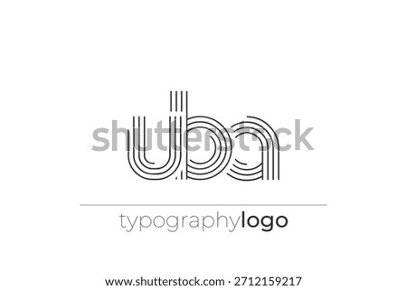 UBA modern geometric typography logo. Modern and stylish composition featuring a monochromatic typography logo illustration designed with intricate lines.