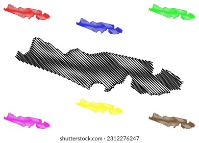 Ubaitaba municipality (Bahia state, Municipalities of Brazil, Federative Republic of Brazil) map vector illustration, scribble sketch Ubaitaba map