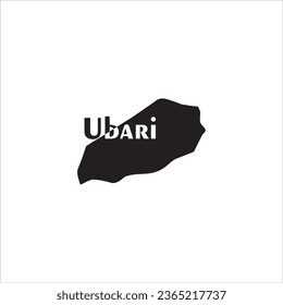 Ubari map and black letter design on white background