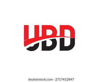 Letras de UBD aisladas en el fondo blanco, logotipos del Vector