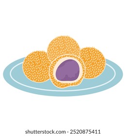 Ube Buchi, uma sobremesa ou lanche ilustração filipina