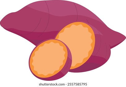 Ube (sweet potato) illustration with white background isolated