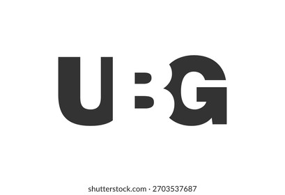 Design do logotipo da UBG. Letra inicial U B G estilo de fonte em negrito para start-ups de tecnologia, consultoria, marca corporativa. Nome criativo da empresa, manchetes identidade tipográfica, logotipo moderno. Ilustração vetorial.