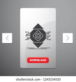 ubicomp, Computing, Ubiquitous, Computer, Concept Glyph Icon in Carousal Pagination Slider Design & Red Download Button