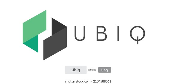 Ubiq (UBQ) crypto currency symbol logo template. Altcoin vector illustration template. Block chain based futuristic and decentralized virtual payment money concept.