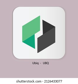Ubiq (UBQ)cryptocurrency token logo.
vector illustration logo design of UBQ on isolated background.