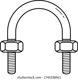 U-bolts сlamp. Vector outline icon.