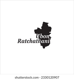 Ubon Ratchathani map and black lettering design on white background