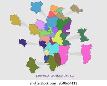ubon ratchathani province by district. vector