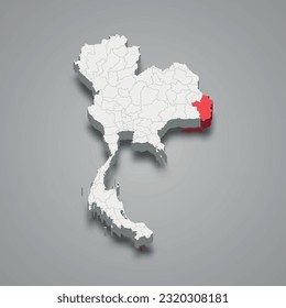 Ubon Ratchathani province location Thailand 3d isometric map