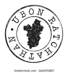 Ubon Ratchathani, Thailand Map Postmark. A Silhouette Postal Passport. Stamp Round Vector Icon. Vintage Postage Designs.