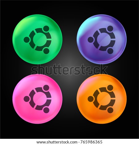 Ubuntu Logo crystal ball design icon in green - blue - pink and orange.