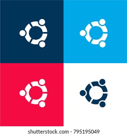 Ubuntu Logo four color material and minimal icon logo set in red and blue