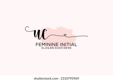 Monograma de belleza UC y elegante logo de diseño para escritura a mano de marca inicial, boda, moda, floral y botánica con plantilla creativa.